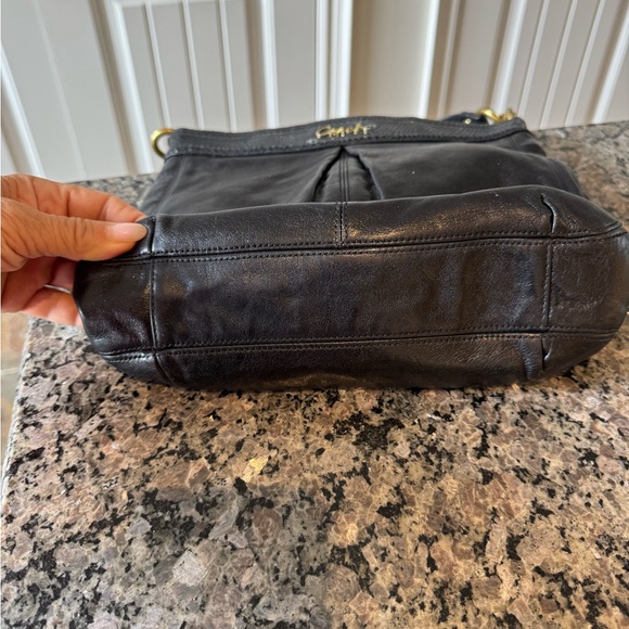 Coach Black Leather Shoulder Bag with Gold Accents - Picture 6 of 6